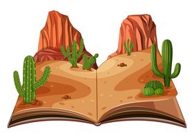 Un pop up libro escena del desierto vector