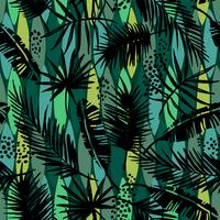 Seamless exotic pattern with tropical plants. vector