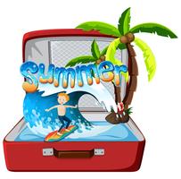 Summer object in suitcase vector