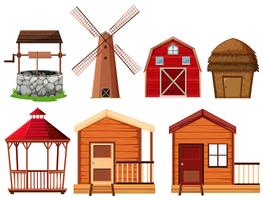Farm elements with many buildings vector