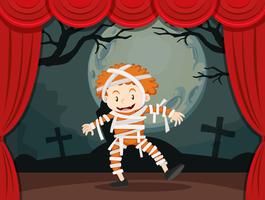 Boy in zombie costume on stage vector