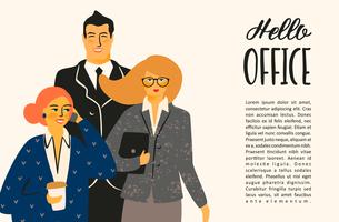Hello office. Vectior illustration with office workers. vector