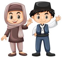 Turkish boy and girl in traditional costume vector