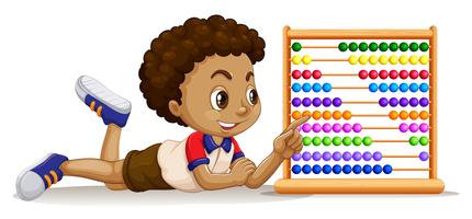 Boy with an abacus vector