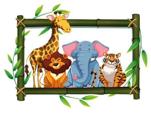 Safari Animals on Bamboo Frame