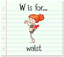 Flashcard alphabet W is for waist vector