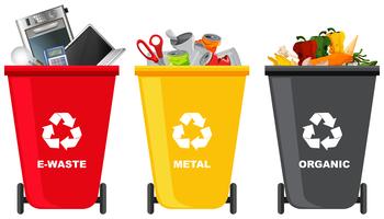 Set of different trash can vector