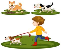 Set of boy and dogs vector