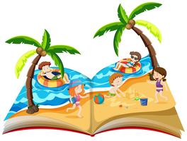 Un libro emergente con vacaciones de verano. vector