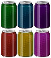 Aluminum cans in six different colors vector