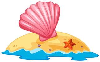 Pink shell on island vector