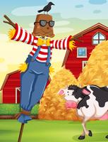 Scene with scarecrow in the farm vector