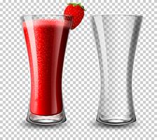 Set of strawberry cocktail glass vector