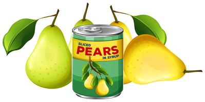 Fresh Pear and in Can vector