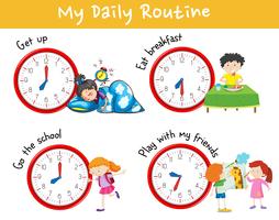 Activity chart showing different daily routine of kids vector