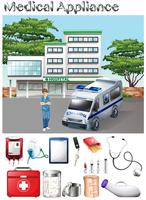 Medical appliance and hospital scene vector
