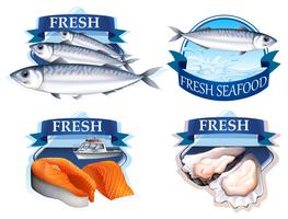 Label design with word and seafood vector