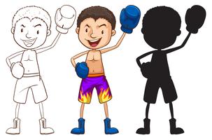 Bocetos de un boxer en diferentes colores. vector