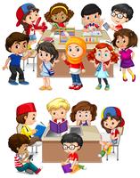 Kids learning at school vector