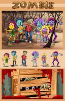 Zombies walking in the forest vector