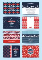 Christmas and New Year Set. Plaid and knitted backgrounds.  vector