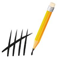 Yellow pencil and counting lines vector