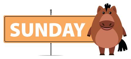 Horse and sign for Sunday vector