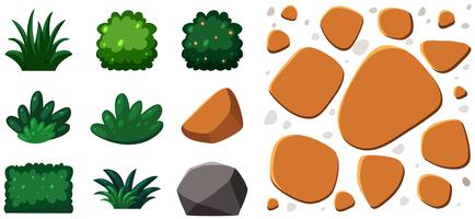 Garden Element Rocks and Plants vector