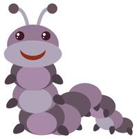 Purple caterpillar with happy face vector
