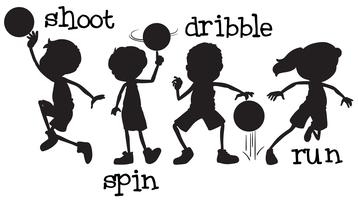 Set of silhouette basketball character vector