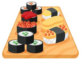 Un juego de sushi japonés vector