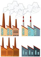 Fábrica de edificios con chimeneas. vector