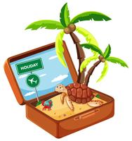 Beach animal in suitcase vector