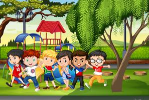 Many kids in the park vector