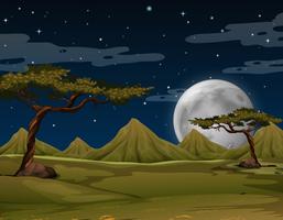 Scene with mountains at night vector