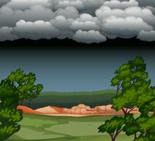 Cloudy night nature landscape vector