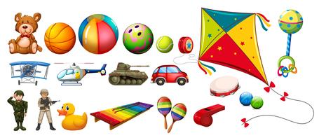 Set of many colorful toys vector