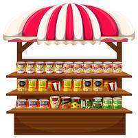 A stall of canned food vector