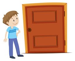 Man looking at the door vector