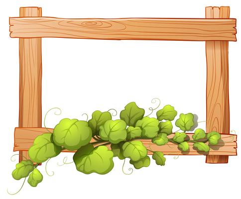 A wooden frame with a leafy plant