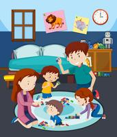 A family playing toy with children vector