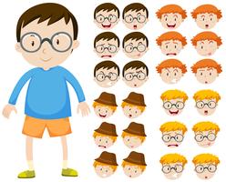 Boy and different facial expressions vector