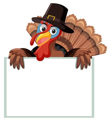 A turkey with blank banner