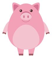 Cerdo rosa con cuerpo redondo. vector