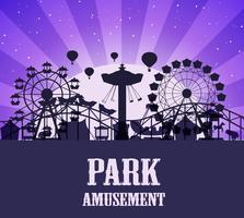 A silhouette amusement park template vector