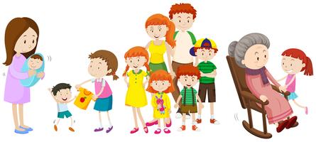 People at different ages in family vector