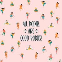 Body positive. Happy plus size girls and active lifestyle. vector