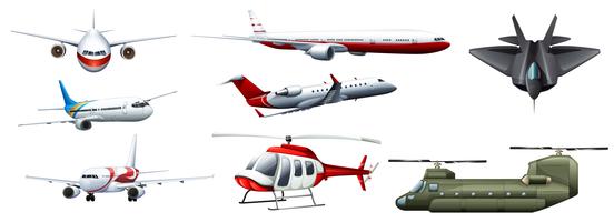 Diferentes tipos de aviones de combate. vector