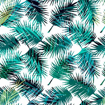 Seamless exotic pattern with tropical palm leaves.