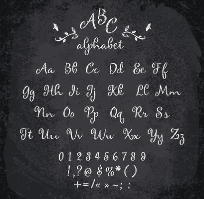 Vector illustration of chalked alphabet.